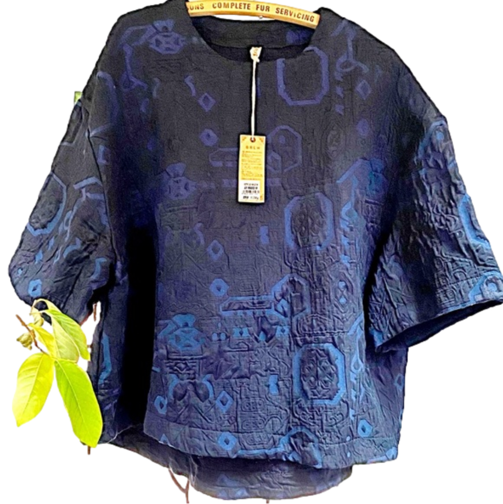 🆕 BRLH - Thick Black & Blue pull on oversized top